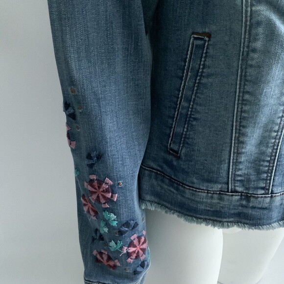 Vintage America Blue Embroidered Long Sleeve Button Up Jean Jacket S - Picture 9 of 12